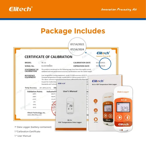 Vista 9 de Elitech RC-5+ Registrador de datos de temperatura USB PDF digital, grabador reutilizable, termómetro para refrigerador, 32000 puntos de alta