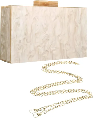 Vista 6 de Monederos y bolsos de acrílico con mármol para mujer elegante banquete de noche caja de mano cruzada