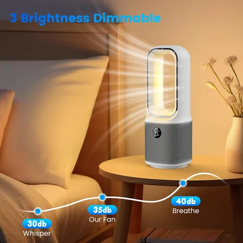 Vista 3 de Misby Ventiladores de escritorio pequeños y silenciosos, ventilador de mesa sin aspas de 13 pulgadas, 5 velocidades para un potente flujo de aire
