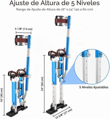 Vista 4 de Yescom Drywall Stilts 16-24 Herramienta ajustable de aluminio para paneles