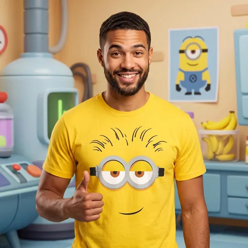 Vista 2 de Minions Big Face - Camiseta de disfraz de Halloween para adultos, Bob, Stuart o Kevin