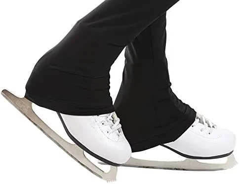 Vista 5 de Pantalones de patinaje artístico sobre hielo para niñas, pantalones de práctica sobre botas, pantalones de forro polar fino, pantalones de diamantes