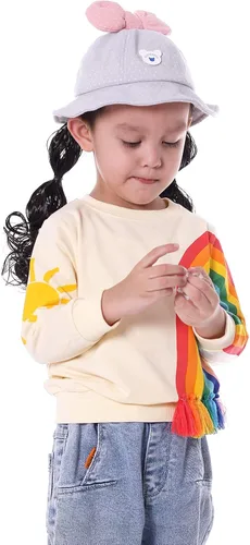 Vista 2 de BINIDUCKLING Sudadera de manga larga con diseño de arcoíris para niñas de 18 meses a 6 años Arco iris