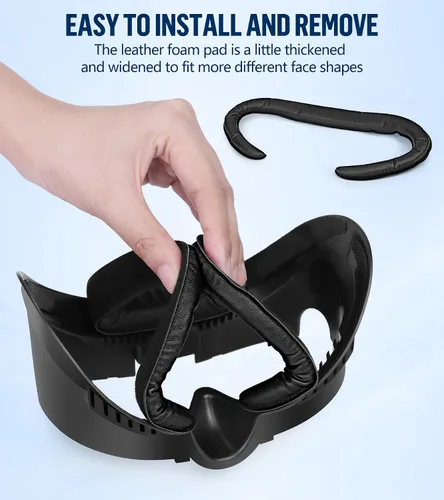 Vista 6 de YRXVW Facial Interface & Face Pad Cushion Compatible with OculusMeta Quest 3, Replacement PU Leather Foam Cushion Cover and Nose Guard Pad