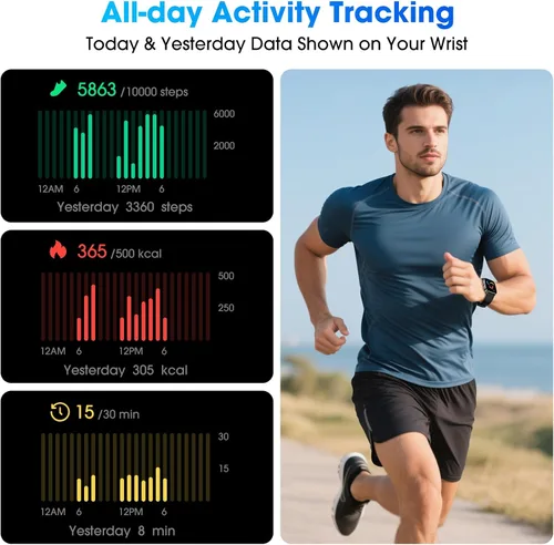 Vista 3 de Reloj podómetro, no requiere aplicación/teléfono, reloj de seguimiento de actividad física impermeable con monitor de frecuencia cardíaca, pantalla