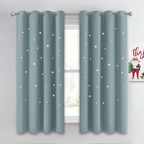Vista 17 de NICETOWN - Cortinas de oscurecimiento de habitación con estrellas en rosa bebé, de 45 pulgadas de largo para dormitorio de niñas, cortinas