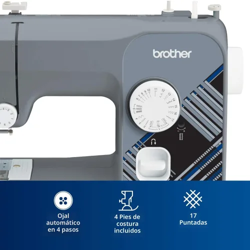 Vista 3 de [Usado] Brother RLX3817G Máquina de coser de tamaño completo de 17 puntadas, color gris, reacondicionada 17 puntadas integradas con un ojal de 4