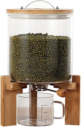 Vista 12 de Dispensador de alimentos secos,Dispensador de frijoles de rejilla montado en la pared 5,Dispensador de arroz 19.8 libras Almacenamiento de cocina