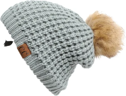 Vista 31 de Gorro unisex liso con pompón y ribete (HAT-43) de C.C Hatsandscarf Exclusives Marfil