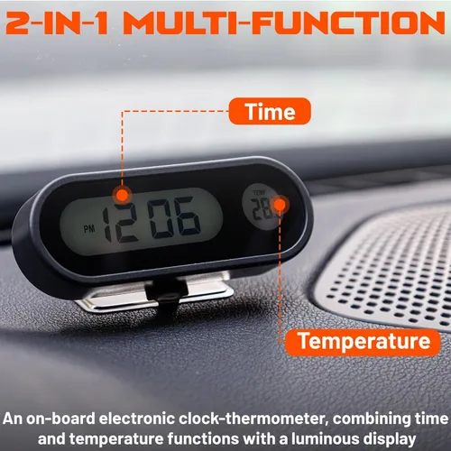 Vista 3 de Reloj de tiempo de coche Termómetro de coche Smart LED Digital Display Termómetro electrónico con retroiluminación