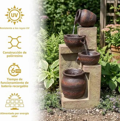 Vista 4 de Sunnydaze - Fuente de agua solar de 30 pulgadas con luz LED