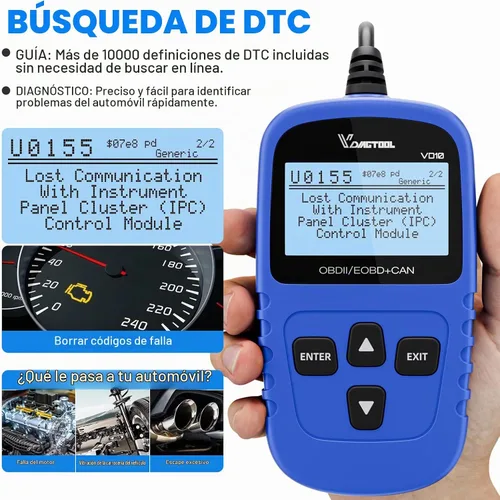 Vista 5 de VDIAGTOOL VD10 Escáner OBD2 Lector de Códigos Herramienta de Diagnóstico Automotriz Lector de Códigos de Falla del Motor para Apagar CEL con Freeze