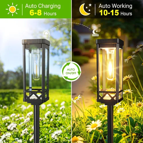 Vista 8 de KOOPER Taller Solar Pathway Lights Outdoor, 2 Pack Upgraded Brighter Solar Garden Lights Solar Powered, Up To 15 Hours Outdoor Solar Lights for Yard
