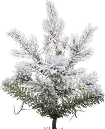 Vista 2 de Vickerman Kiana - Árbol de Navidad artificial preiluminado delgado de 10 x 58 pulgadas, blanco cálido, gran angular de bajo voltaje, luces LED