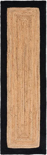 Vista 2 de SAFAVIEH Natural Fiber Collection NFB852Z - Alfombra de pasillo de 2 pies 3 pulgadas x 8 pies, natural y negro, hecha a mano de tejido plano