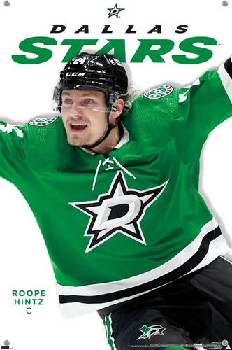 Vista 4 de Trends International NHL Dallas Stars Roope Hintz Feature Series 23 - Póster de pared, 14.72 x 22.37 pulgadas, paquete de póster premium y pasador