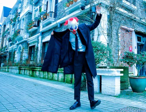 Vista 5 de Máscara de payaso de látex para Halloween, mascarada, baile de graduación, accesorios de disfraz LARP