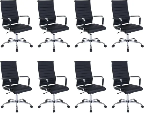 Vista 14 de Silla de escritorio de oficina, sillas de trabajo rodantes de cuero negro