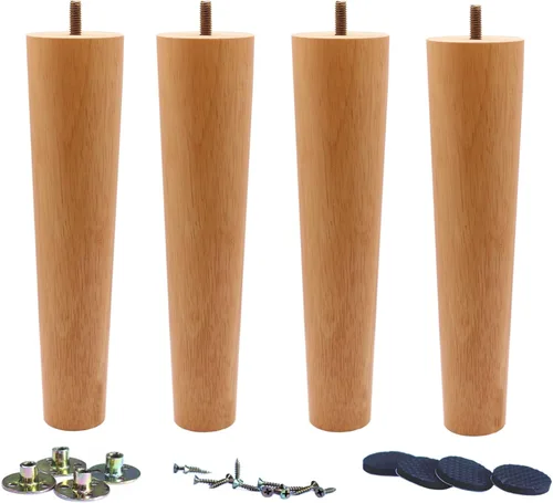 Vista 11 de Juego de 4 patas de repuesto de madera maciza para sofá y sofá de 4 Slant- Juego de 4