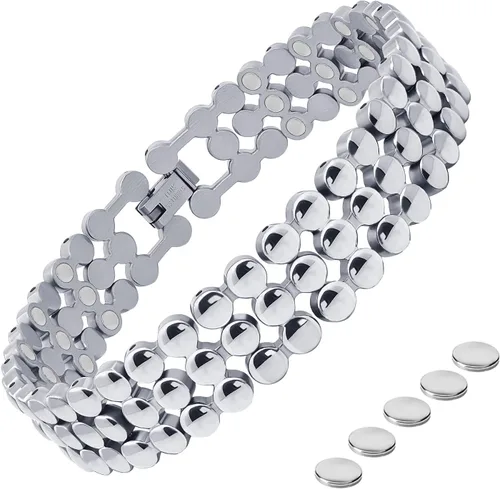 Vista 10 de JEROOT Pulseras magnéticas de ultra resistencia, pulsera para mujeres y hombres, imanes de neodimio de 3500-6000 Gauss, joyería de regalo de terapia