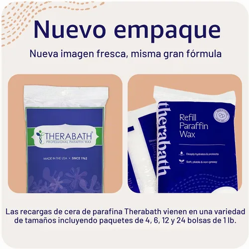 Vista 5 de Cera de Parafin Therabath Refilla, 6 libras, Verde (Wintergreen)