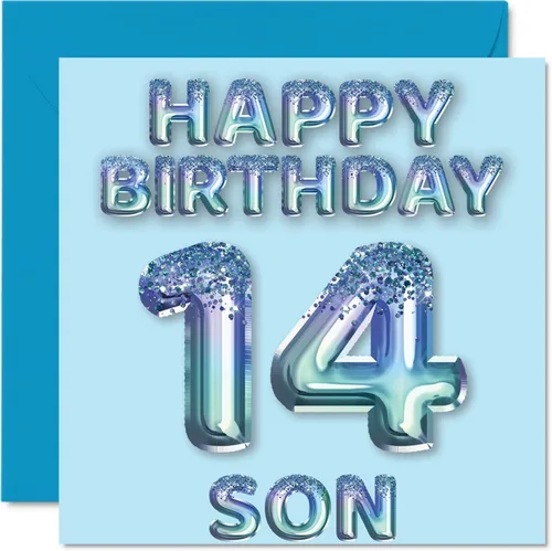 Vista 218 de Stuff4 Tarjeta de primer cumpleaños para niños, globo de fiesta con purpurina azul, tarjetas de feliz cumpleaños para niño de 1 año, nieto, hijo, 57