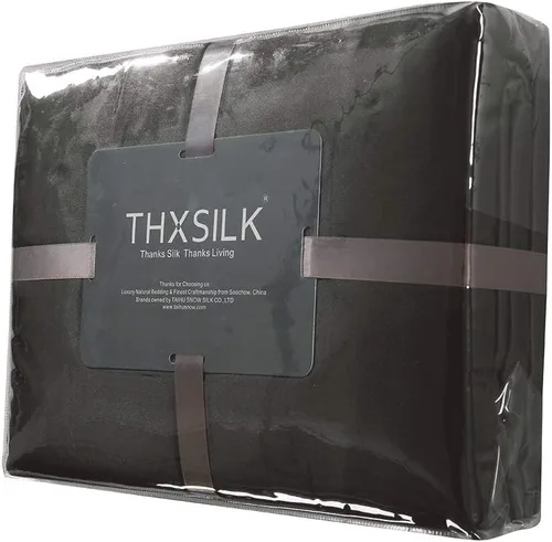 Vista 5 de THXSILK Lujosa funda de edredón de seda sin costuras, 25 Momme de seda de morera para edredón de plumón con cierre de cremallera