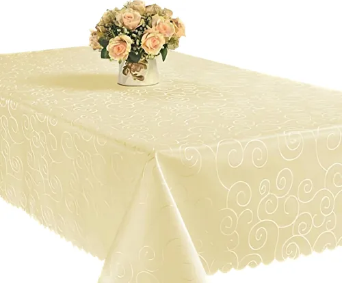Vista 12 de Mantel EcoSol Designs de microfibra, con estampado de damascos, resistente a las arrugas y las manchas