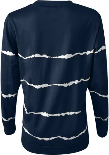 Vista 5 de Blusas de otoño para mujer 2023, casuales, sueltas, a rayas, de manga larga, sin botones, talla grande, cuello redondo, sudadera
