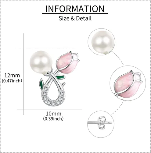 Vista 4 de Aretes de Navidad de caballos, perezosos, pollo, sirena, calabaza, perla, tulipán, plata de ley S925, joyería de animales, regalos para mujeres