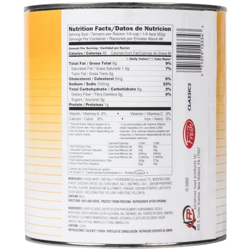 Vista 2 de TableTop King - Salsa de queso cheddar suave y fresco #10 - 6/caja