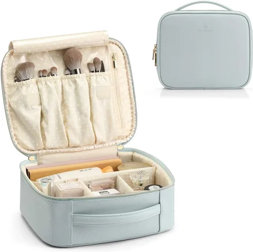 Vista 15 de Vlando - Bolsa de maquillaje de viaje, organizador de bolsa de maquillaje, ideas de regalo para mujeres y niñas, bolsa de almacenamiento