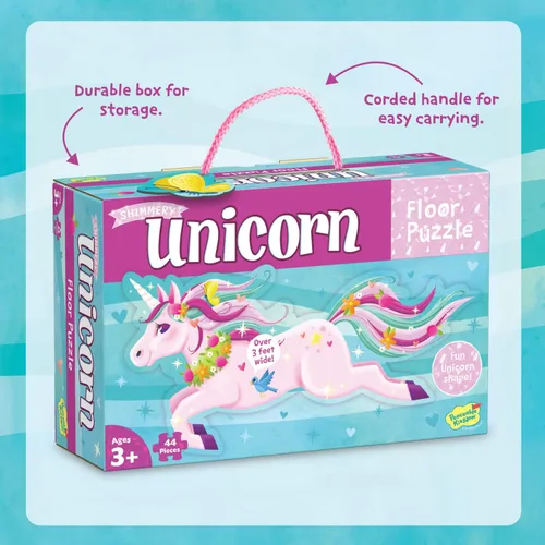 Vista 6 de Peaceable Kingdom Rompecabezas de unicornio brillante para el piso, 1 EA