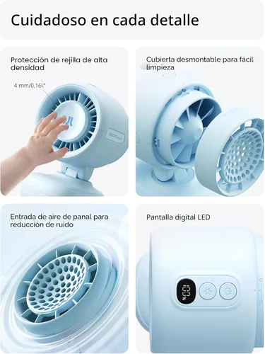 Vista 4 de JISULIFE Ventilador de clip 2026: pequeño y elegante con enfriamiento de 38 Azul