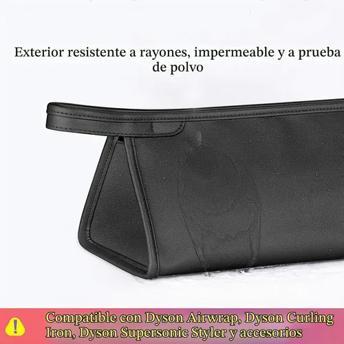 Vista 5 de Funda de viaje de cuero PU compatible con Dyson Airwrap Styler/Shark Flexstyle, funda de transporte portátil para secador de pelo Dyson Supersonic