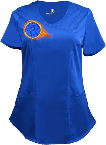 Vista 13 de M&M SCRUBS Camiseta quirúrgica elástica ultra suave con cuello caído y 2 bolsillos para mujer Negro