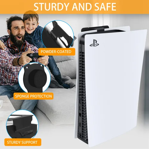 Vista 3 de PS5 Holder Wall Mount Stand - Playstation 5 Game Controller Holder Wall Shelf Play Station 5 Console Digital and Disc Edition - PS5 Wall Mount Kit