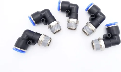 Vista 23 de Accesorio de Conexión por Empuje 1/2" Tubo OD x 1/2" Rosca Macho NPT, Codo Neumático Macho para Línea de Aire y Agua de 90 Grados con Giratorio