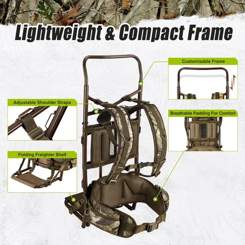 Vista 3 de TIDEWE Mochila de caza para hombres, paquete de marco externo 90L para caza Next Camo G2