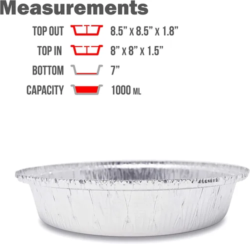 Vista 3 de Paquete de 40 sartenes redondas de aluminio prémium de 8 pulgadas con tapas de cúpula de plástico, lata de aluminio desechable resistente para asar