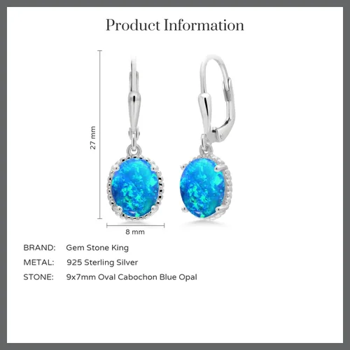 Vista 97 de Gem Stone King Aretes colgantes de gota para mujer, plata de ley 925, piedra natal ovalada de 0.354 x 0.276 in, joyería fina, regalos para ella
