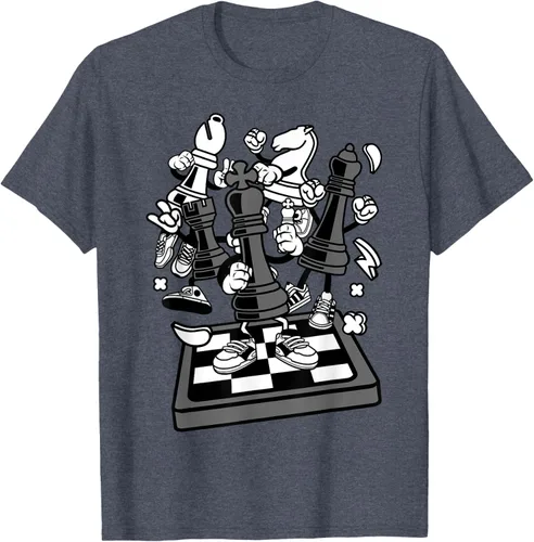 Vista 80 de Figura cómica Camiseta de tablero de ajedrez jugador de ajedrez Azul Marino