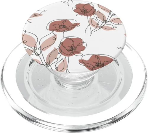Vista 8 de PopSockets estéticos con diseño de flores de amapola minimalistas, diseño floral