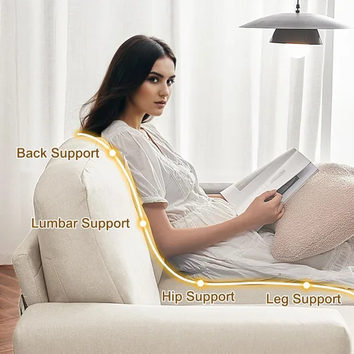 Vista 5 de Furnimart Sofás Seccionales para Sala de Estar, Modernos 2 Sofás de Dos Plazas y Sofá de 3 Plazas, Juego de Sofá de Asiento Profundo Color Crema