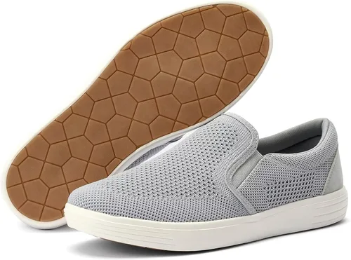 Vista 6 de Puxowe Zapatos sin cordones para caminar para hombre, con cojín de aire, tenis casuales de malla, zapatos deportivos de trabajo