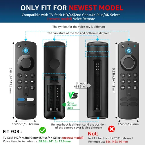 Vista 2 de Wevove (newestmodel) Funda protectora suave para control remoto, antideslizante, a prueba de golpes, funda protectora de silicona con cordón que