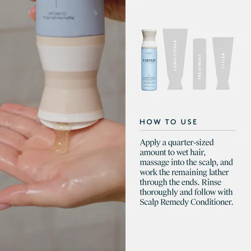 Vista 4 de VIRTUE Champú remedio para el cuero cabelludo, equilibrio de microbiomas para cuero cabelludo seco, graso e irritado, sin fragancia, seguro
