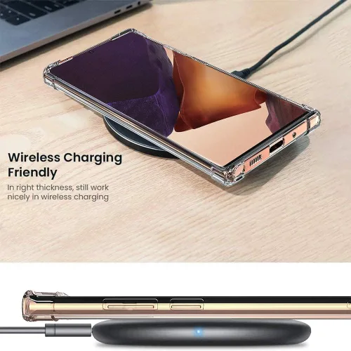 Vista 12 de KIOMY Funda transparente para Samsung Galaxy Note 20 Ultra 5G, diseño híbrido, carcasa trasera de policarbonato duro con marco elevado de TPU