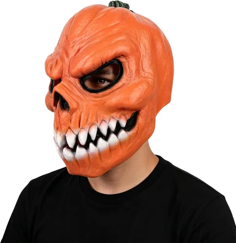 Vista 2 de HOTTERCOS Halloween Scary Pumpkin Head Creepy Jackolantern Latex Mask