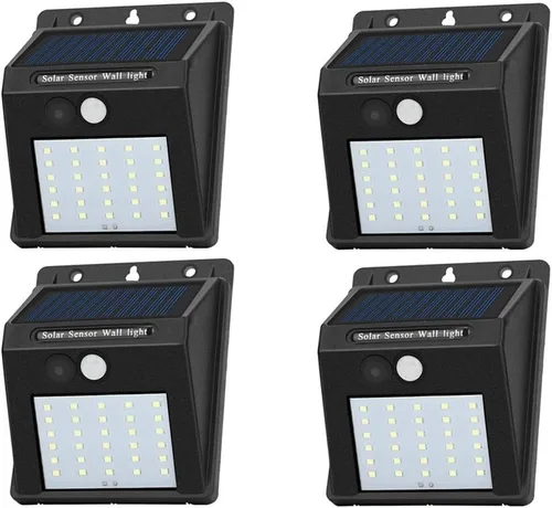 Vista 10 de Luces solares con sensor para exteriores, 30 LED, inalámbricas, impermeables, de seguridad, con sensor de movimiento solar, luces de pared